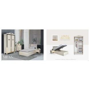 Комплект мебели для подростка Milan, кремовый Комплект мебели для подростка Milan, кремовый