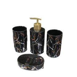 Набор для ванной Smil_0948, керамика, черный/золотистый