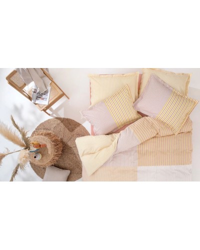 Yataq dəsti Yataş Corwin XL, yorğan üzü 220x240 sm, mələfə 240х280 sm, yastıq üzü 50x70 sm (2 əd), ikinəfərlik, pambıq, narıncı/çəhrayı