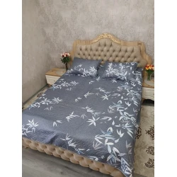 Набор с наволочками Home tekstil, покрывало 240x220 см, наволочки 2 шт x 50x70 см, двуспальный, серый