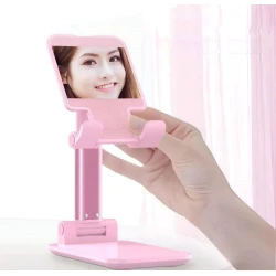 Настольный держатель с зеркалом F35, 10.5x6.4x15.5 см, розовый Настольный держатель с зеркалом F35, 10.5x6.4x15.5 см, розовый