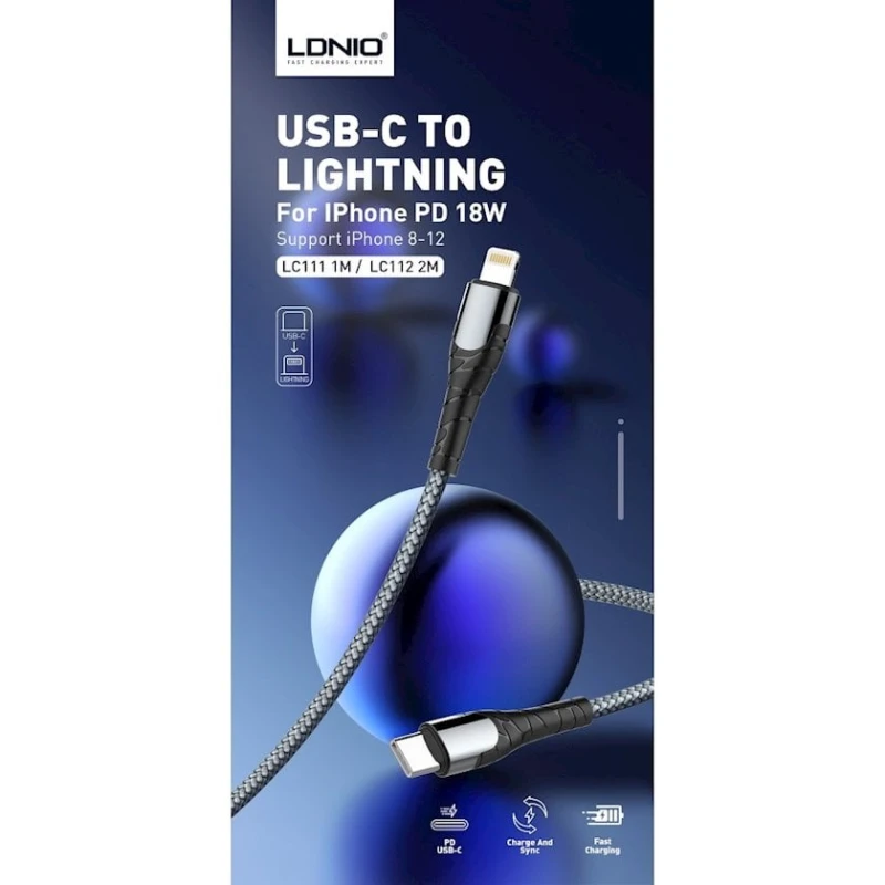 Кабель USB LDNIO LC111 Standard PD Data Cable 18W, Черный/Серый Кабель USB LDNIO LC111 Standard PD Data Cable 18W, Черный/Серый