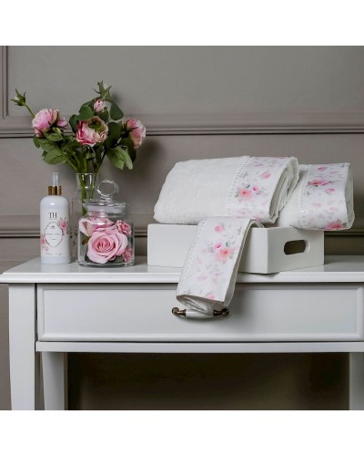 Dəsmal dəsti və aromatlaşdırıcı Tivolyo Home Cherish, pambıq, ağ, 3 əd, 30x50/50x100/75x150 sm, 400 ml