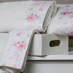 Dəsmal dəsti və aromatlaşdırıcı Tivolyo Home Cherish, pambıq, ağ, 3 əd, 30x50/50x100/75x150 sm, 400 ml