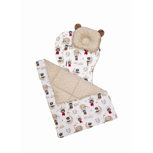 Набор для детской коляски Softcare матрас 78x33 см, одеяло 65x85 см, подушка, бежевый