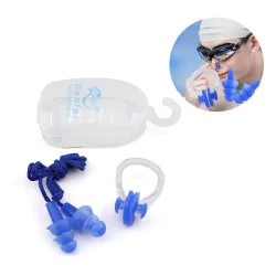Набор для плавания беруши и зажим для носа Aspo 392980545, силикон, синий Набор для плавания беруши и зажим для носа Aspo 392980545, силикон, синий