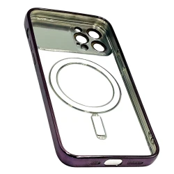 Çexol Auto Focus Magsafe Apple iPhone 12 Pro üçün Transparent Purple