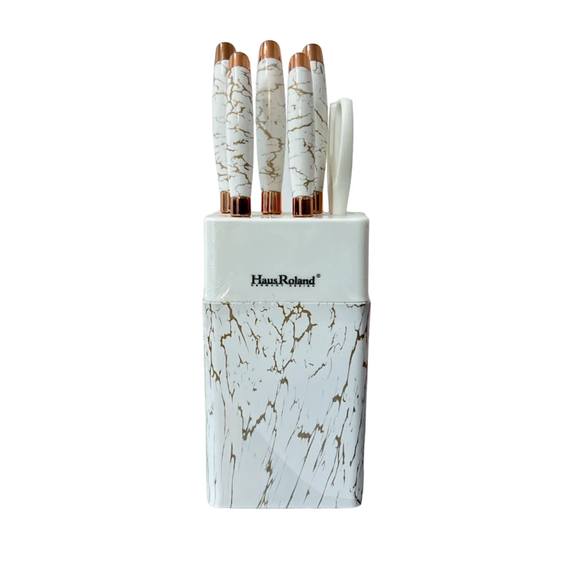 Bıçaq dəsti HausRoland 00484, 7 əd, paslanmayan polad, ağ