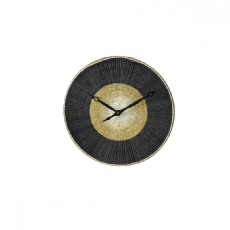 Настенные часы, дерево, 38.5x5 см, черные/золотистые