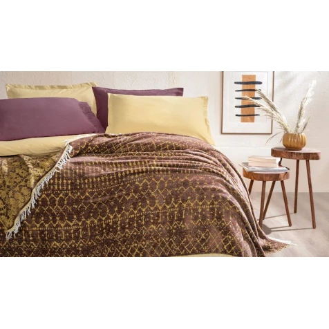 Örtük Yataş Zion, 230x240 sm, ikinəfərlik, pambıq/poliester/akril, Mürdüm