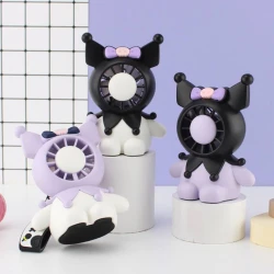 Мини-вентилятор Kuromi Happy, с USB, черно-фиолетовый