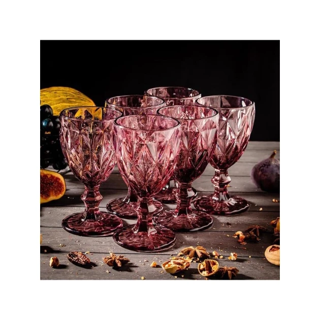 Набор бокалов, стекло, красный, 330 мл, 6 шт Набор бокалов, стекло, красный, 330 мл, 6 шт