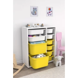 Набор шкаф для игрушек + корзины для хранения 10 шт Pratico I39022, белый/желтый, 83х69.5х30 см Набор шкаф для игрушек + корзины для хранения 10 шт Pratico I39022, белый/желтый, 83х69.5х30 см