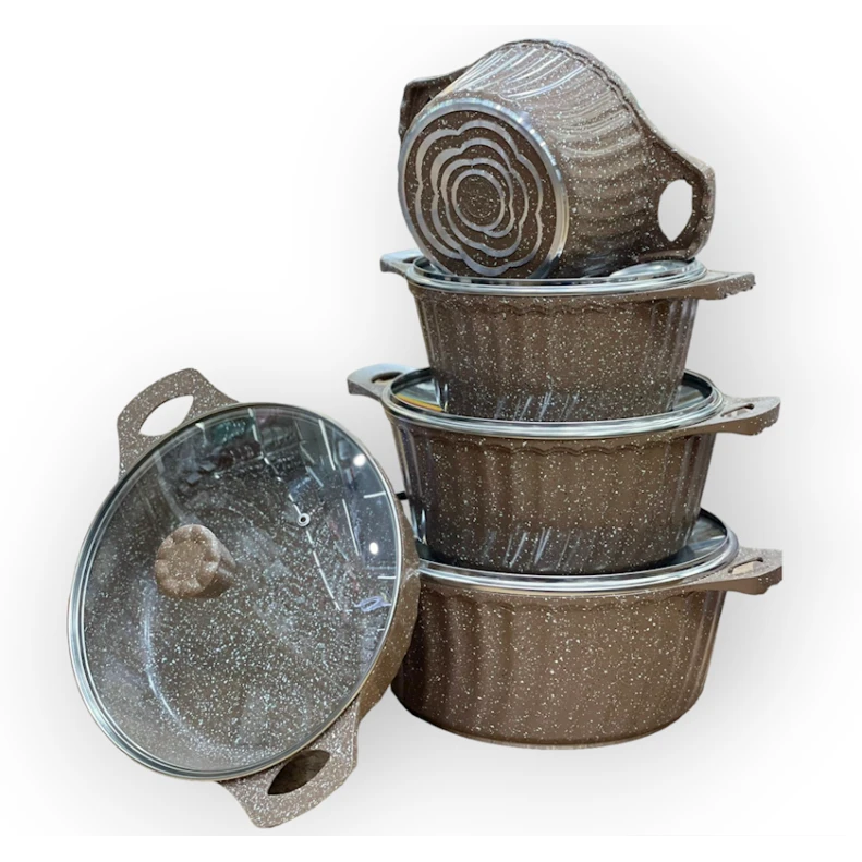 Набор кастрюль Unique, гранит, 20/24/28/28/32 см, 10 предметов, коричневый Набор кастрюль Unique, гранит, 20/24/28/28/32 см, 10 предметов, коричневый