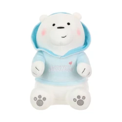 Yumşaq oyuncaq Miniso We Bare Bears Plush Toy With Hoodie Ice Bear, 24.5x13.5x15 sm, mavi/ağ