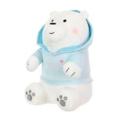 Yumşaq oyuncaq Miniso We Bare Bears Plush Toy With Hoodie Ice Bear, 24.5x13.5x15 sm, mavi/ağ