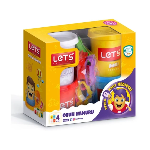Тесто для лепки Lets L8344, 4 цвета, 150 г Тесто для лепки Lets L8344, 4 цвета, 150 г