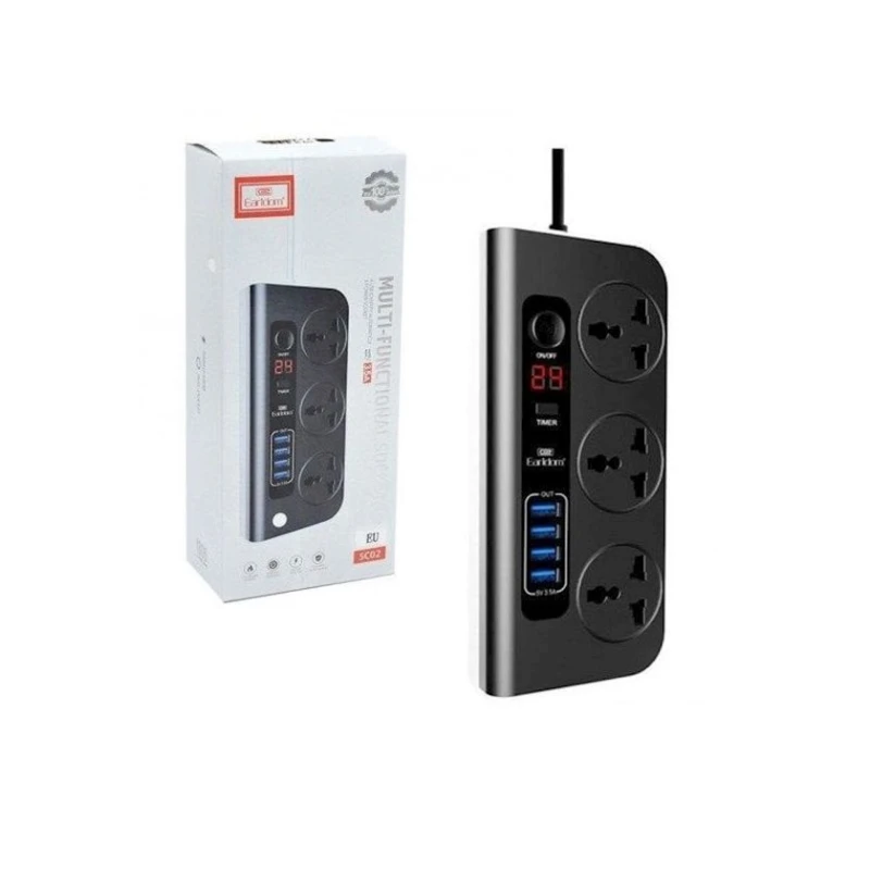 Сетевой фильтр Ealrdom SC02 1.5 м, 3-розеточный Сетевой фильтр Ealrdom SC02 1.5 м, 3-розеточный