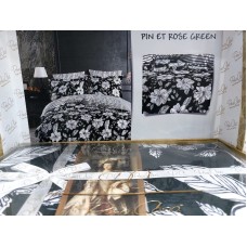 Yataq dəsti MiraNova SF-404, ikinəfərlik, satin, ağ/qara, mələfə 240x260 sm, yorğan üzü 200x220 sm, yastıq üzü 50x70 sm (2 əd)