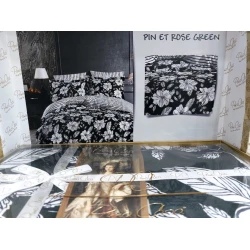 Yataq dəsti MiraNova SF-404, ikinəfərlik, satin, ağ/qara, mələfə 240x260 sm, yorğan üzü 200x220 sm, yastıq üzü 50x70 sm (2 əd)