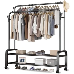 Передвижная вешалка 455, металл, черная, 130x58x162 см