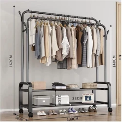 Передвижная вешалка 455, металл, черная, 130x58x162 см