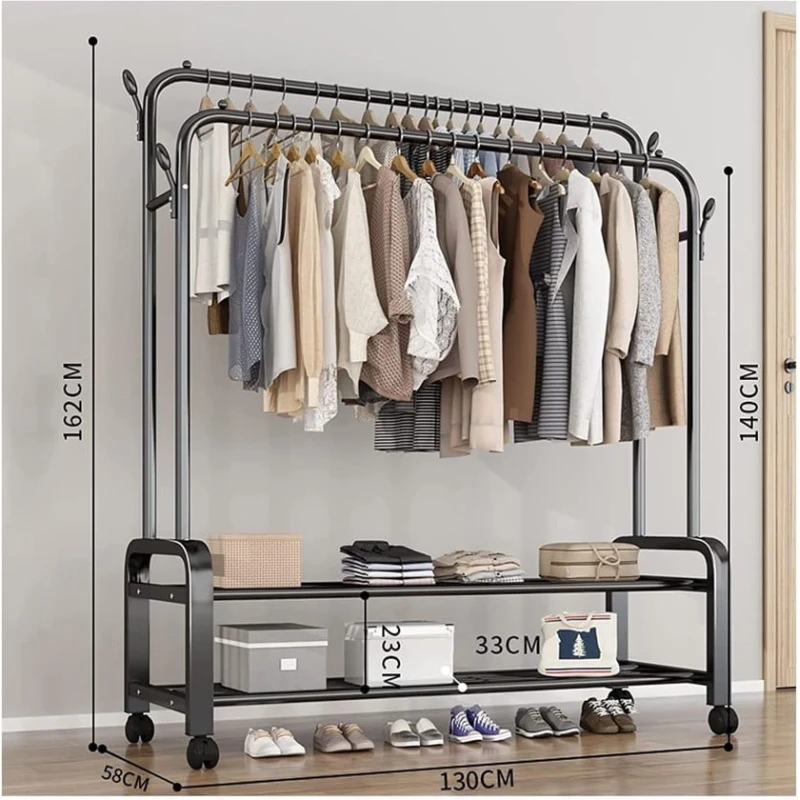 Передвижная вешалка 455, металл, черная, 130x58x162 см