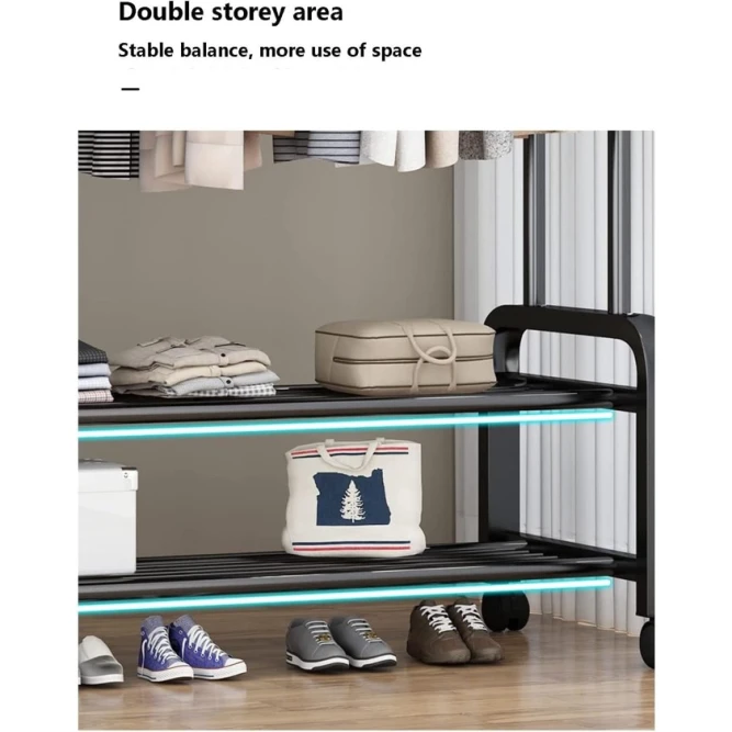 Передвижная вешалка 455, металл, черная, 130x58x162 см