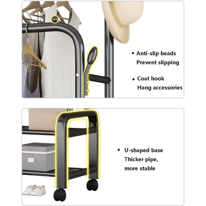 Передвижная вешалка 455, металл, черная, 130x58x162 см