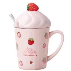 Fincan İce Cream Strawberry, keramika, çəhrayı, 400 ml