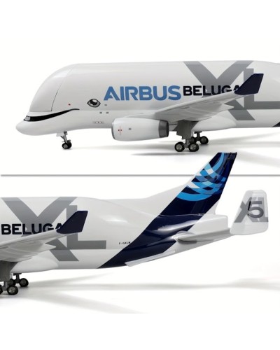 Dekorativ fiqur təyyarə Beluğa Airbus A330-743L, plastik, ağ/göy, 41x40x15 sm
