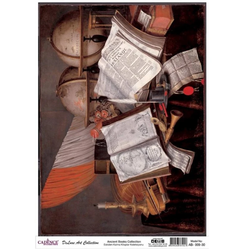 Рисовая бумага для декупажа Cadence A3 Коллекция древних книг AB-09 30x42 см Рисовая бумага для декупажа Cadence A3 Коллекция древних книг AB-09 30x42 см