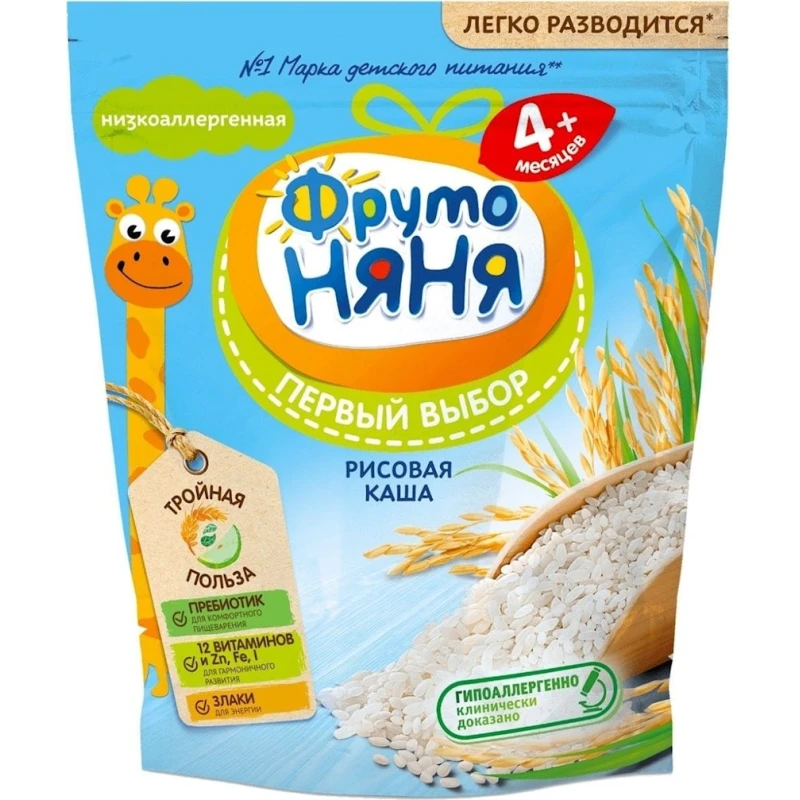 Безмолочная рисовая каша ФрутоНяня, 4+ месяцев, 200 г Безмолочная рисовая каша ФрутоНяня, 4+ месяцев, 200 г
