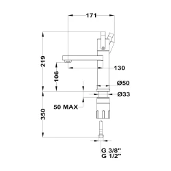 Смеситель для раковины Teka Lavi L Chrome