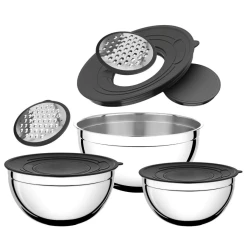 Kasalar dəsti Burner, paslanmayan polad, gümüşü, 16/20/24 sm, 9 parça