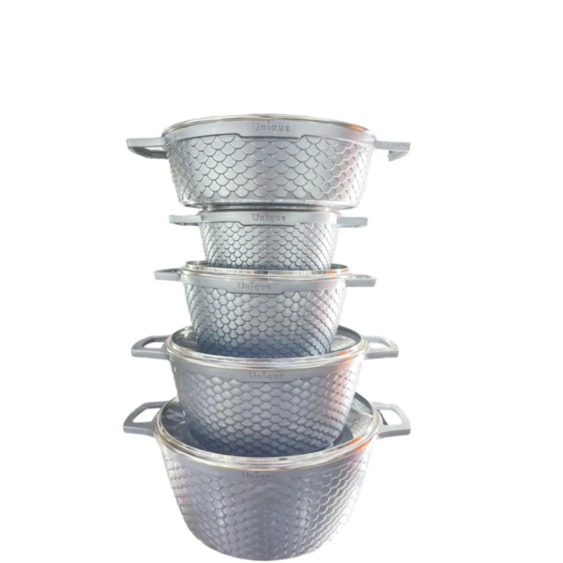 Набор кастрюль Unique ZTW-QDUB, керамика/стекло, серый, 20/24/28/32 см, 5 шт Набор кастрюль Unique ZTW-QDUB, керамика/стекло, серый, 20/24/28/32 см, 5 шт