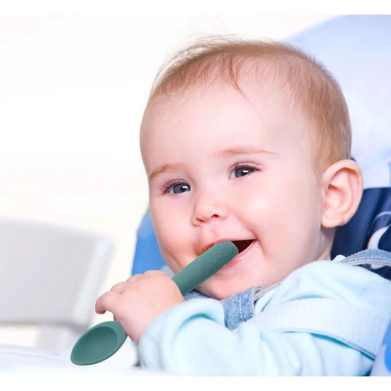 Ложка Babyjem, 12 см, силикон, 6+ мес, зеленая Ложка Babyjem, 12 см, силикон, 6+ мес, зеленая