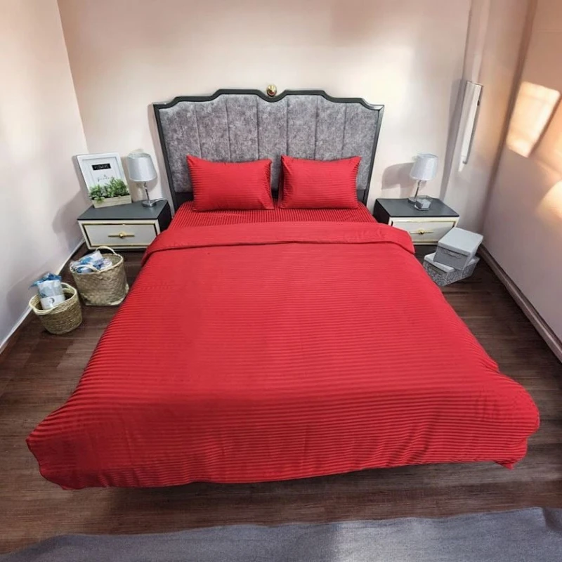 Комплект постельного белья Luxe Cotton Lu-xe-000221, пододеяльник 200x220 см, простыня 230x240 см, наволочки 2 шт x 50x70 см, двуспальный, хлопок, красный