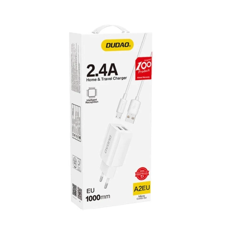 Сетевое зарядное устройство Dudao A2EU 5V/2.4A, Белый