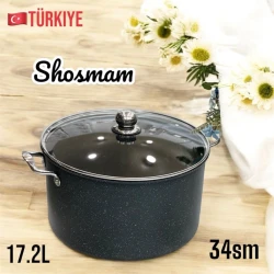 Кастрюля Shosman MT181964, гранит, серый, 34 см