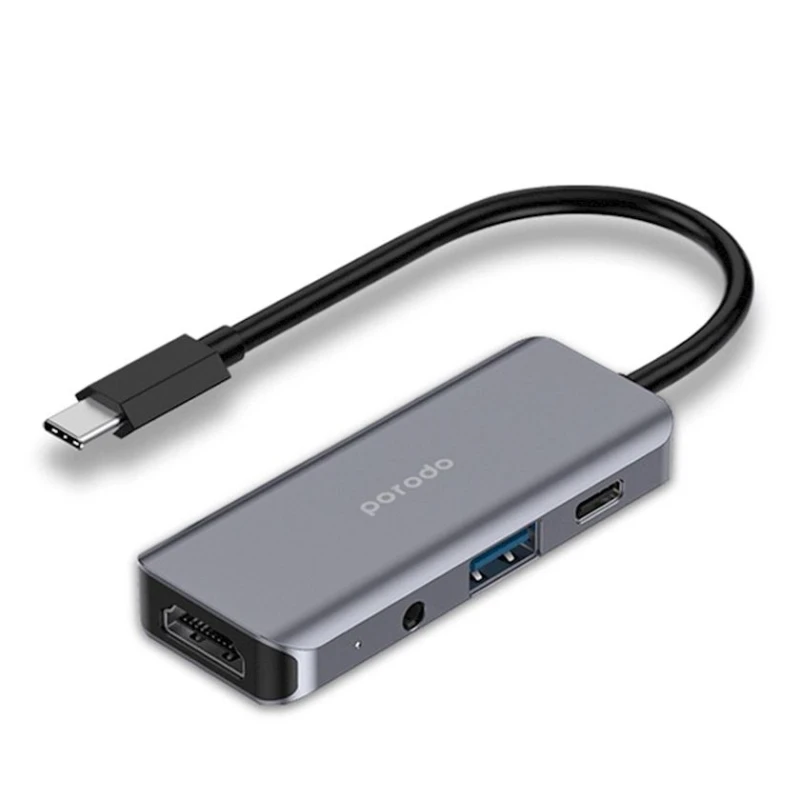 USB хаб Porodo PD-41CHB-GY 4 in 1 100W Grey USB хаб Porodo PD-41CHB-GY 4 in 1 100W Grey