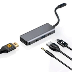 USB хаб Porodo PD-41CHB-GY 4 in 1 100W Grey