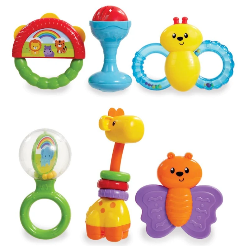 Набор погремушек Addo Little Lot Baby's First Rattle Set, 6 шт, разноцветный