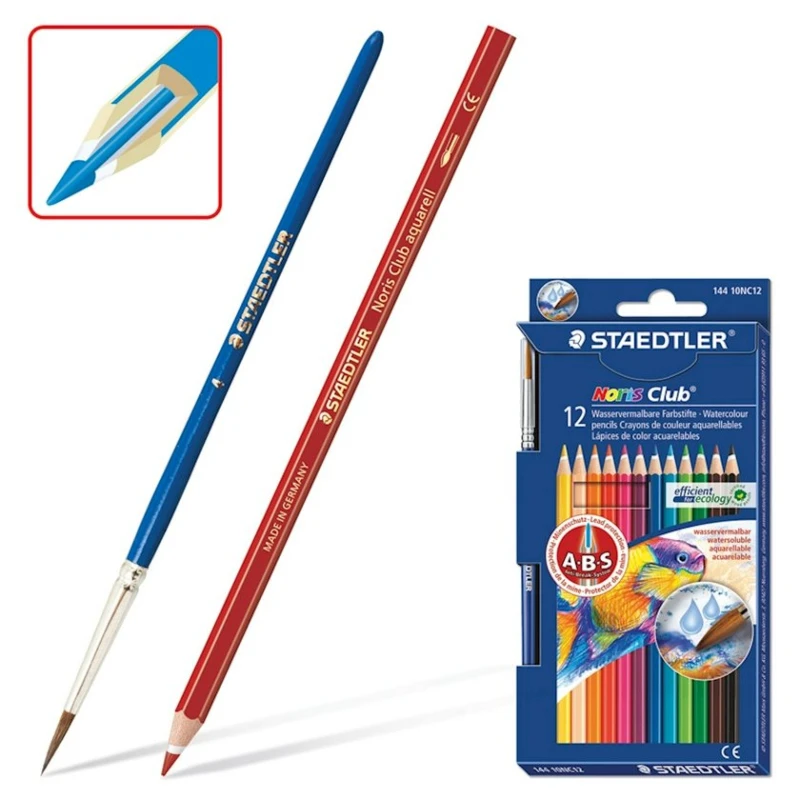 Набор цветных карандашей Staedtler Noris Club, с кистью, 12 цветов Набор цветных карандашей Staedtler Noris Club, с кистью, 12 цветов