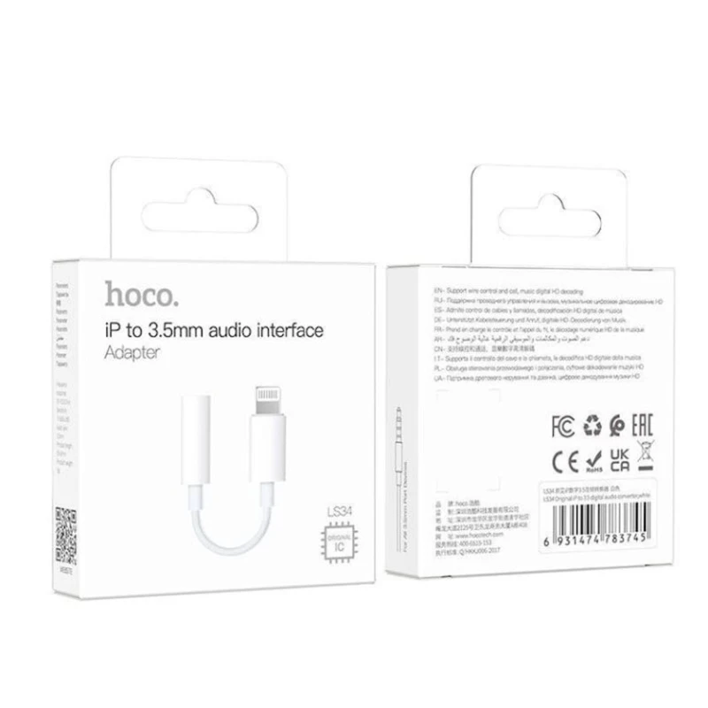 Kabel Hoco LS34 Lightning to 3.5 mm White