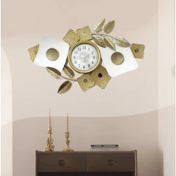 Часы настенные 6240, золотистые/белые, 100x55 см