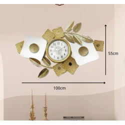 Часы настенные 6240, золотистые/белые, 100x55 см