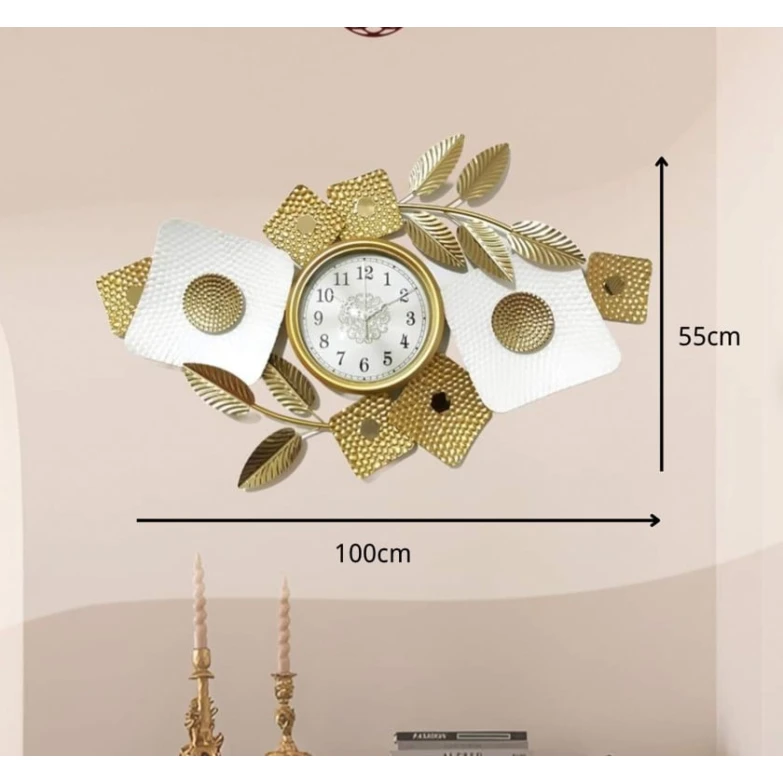 Часы настенные 6240, золотистые/белые, 100x55 см