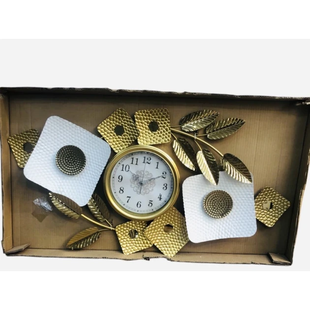 Часы настенные 6240, золотистые/белые, 100x55 см