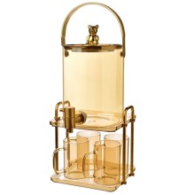 Dəst HomeStore_FRET55, 5 parça, dispenser 46х18 sm, stəkan 7х10 sm 4 əd, şüşə, qızılı